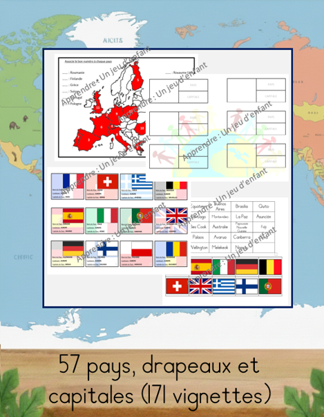 Les drapeaux, pays et capitales